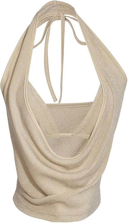 SweatyRocks Women's Sexy Y2k Glitter Halter Crop Tops Low Cut Going Out Top | Rave Tops, 2 Piece Outfits, Club Tops,Festival Outfits, Concert Outfit, Sexy Party Tops