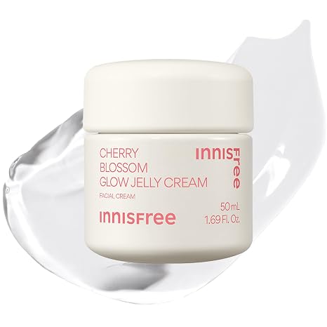Innisfree Cherry Blossom Glow Jelly Cream | Hydrating Korean Moisturizer with Niacinamide for Smooth, Radiant Skin | Face Cream for Glass Skin and Dewy Finish