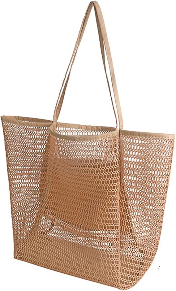 Mesh Beach Bag for Women Travel Shoulder Handbag Sandproof Tote Bags for Pool Vacation Essentials