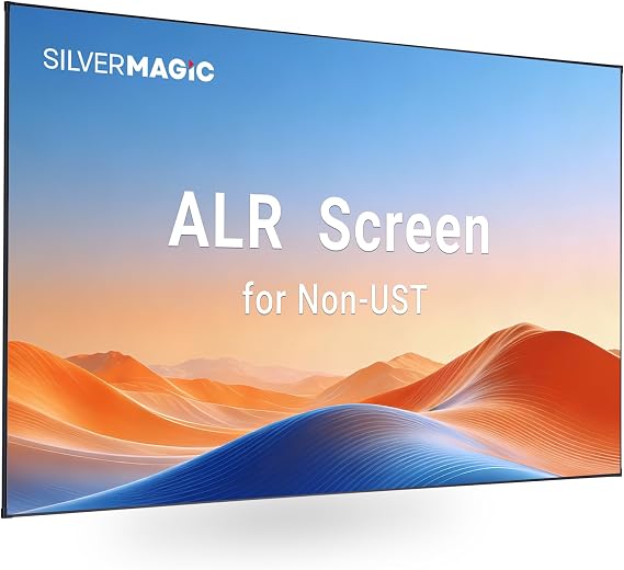 ALR Projector Screen for Standard Throw (Non-UST) with Fixed Frame by SilverMagic - Indoor Wall-Mounted Gray Screen for Home Theater/Living Room/Patio/Office/Classroom - 100 inch 16:9
