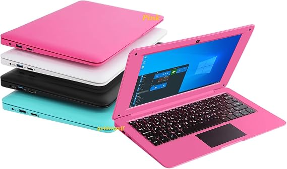 Windows 10 Computer Laptop Mini 10" 32GB Ultra Thin Lightweight Netbook Quad Core CPU PC HDMI WiFi USB YouTube Pink