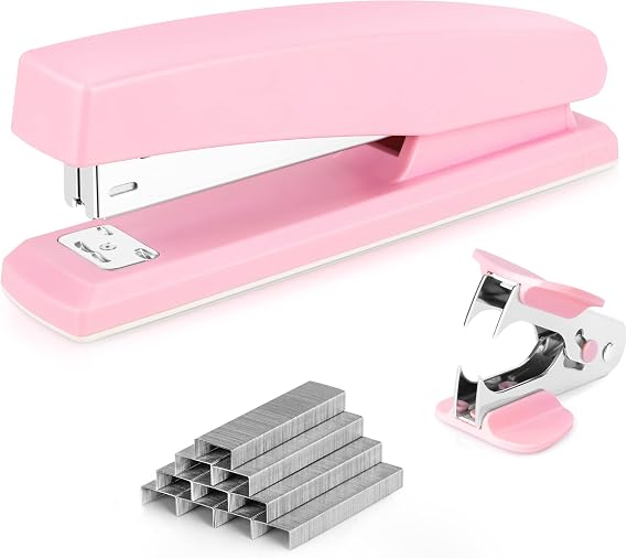 deli Stapler Desktop Type 25-sheet capacity Stapler Compatible with No.3-1M 1000 staples & remover included Stationery Office School Office supplies Pink
