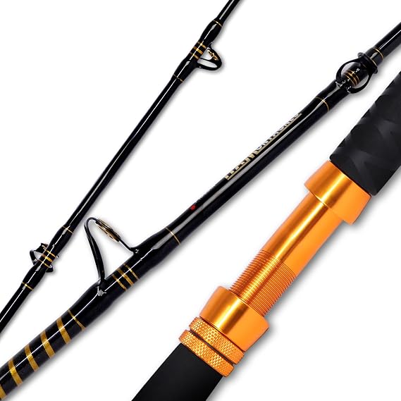 Fiblink Saltwater Fishing Rod 1 Piece Trolling Rod Deep Sea Big Game Conventional Boat Fishing Pole Heavy Duty Spiral Wrapped Rod (6',30-50lb/50-80lb/80-120lb)