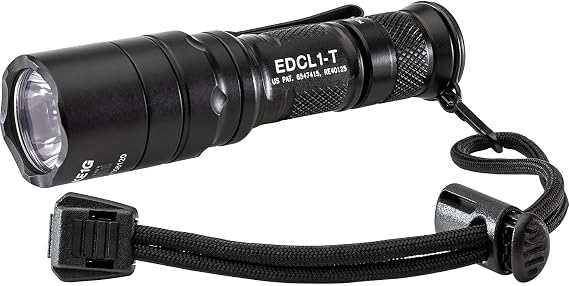 SureFire Handheld LED Flashlight - EDCL1-T 500 Lumens 7,600 Candela - Black | Everyday Carry 1 Hybrid Beam LED Flashlight w/ Dual-Stage Tactical Tailcap - Mil-Spec Hard Anodized IPX7 Black