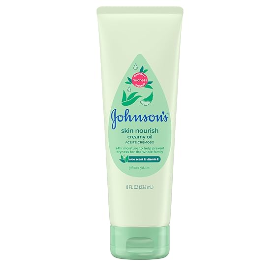 Johnson's Baby Skin Nourish Creamy Oil, Aloe Scent & Vitamin E, 8 fl. oz