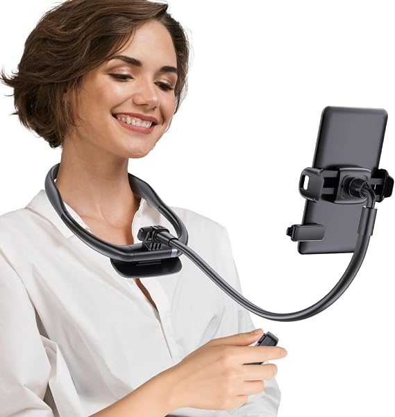Tryone Neck Phone Holder for Bed: Hands-Free E-Reader Stand with Remote Page Turner for Reading, Flexible Gooseneck Mount for Kindle, iPhone, Perfect for Bed, Sofa & Travel