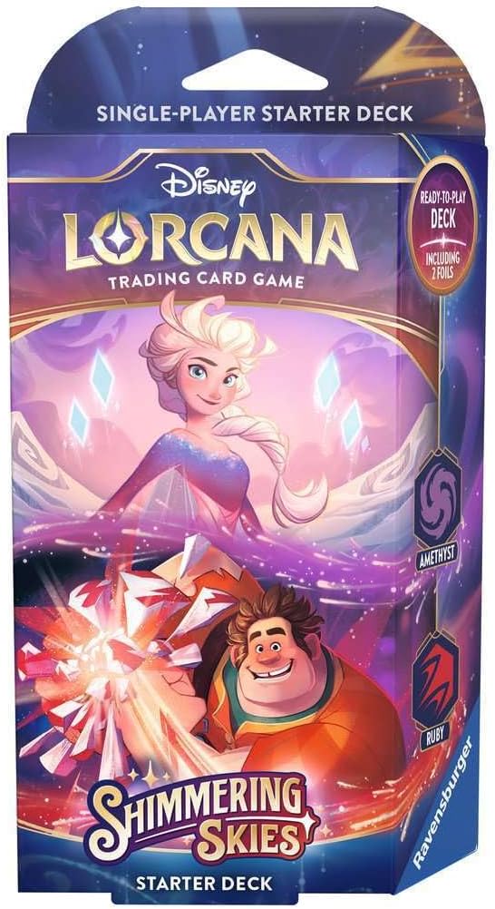Ravensburger Disney Lorcana TCG: Shimmering Skies - Amethyst & Ruby Single-Player Starter Deck | Engaging Gameplay | Over 200 Original Disney Artworks | Ideal for Ages 8+