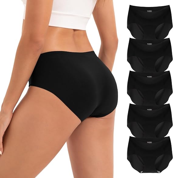 INNERSY Women's Seamless Underwear No Show Hipster Panties 5-Pack