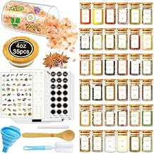 BGraceyy Spice Jars with Labels, 35 Pcs 4 oz Glass Spice Jars with Bamboo Lids, Minimalist Stackable Airtight Spice Containers with 426 labels for Home Kitchen, Pantry, Spice Cabinet, Drawer, Rack