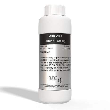 Oleic Acid - New Tamper-Evident Sealed Bottles 500mL (16.9 fl oz)