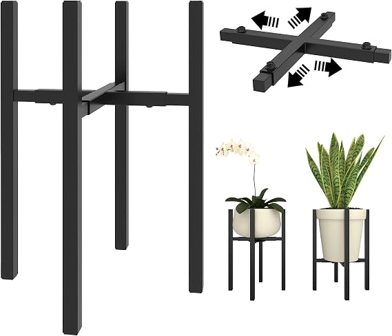 Adjustable Metal Plant Stand Indoor, Fits 9-15 Inch Pots Black
