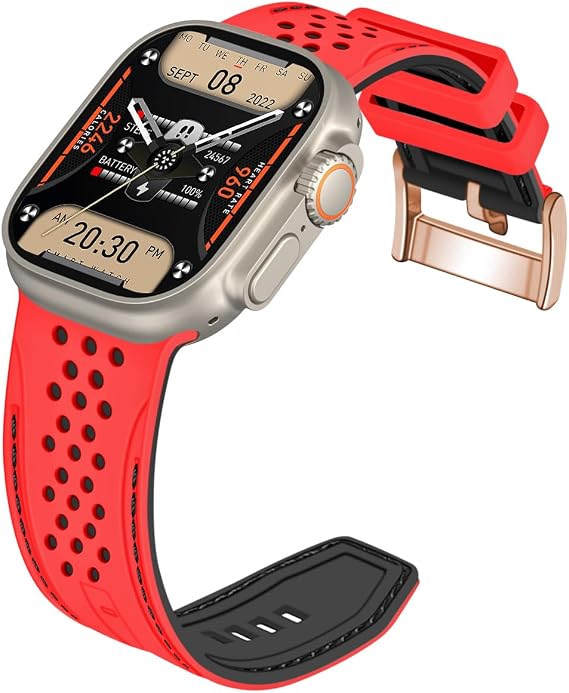 YISIWERA Sport Silicone Waterproof Replacement Band Compatible with Apple Watch Band 38mm 40mm 41mm for Women Men,Soft Silicone Breathable Strap for iWatch Series 9 8 7 6 5 4 3 2 1 Ultra SE Red