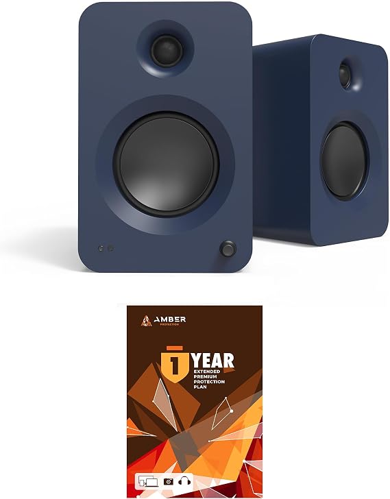 Kanto REN Blue Bluetooth Powered Bookshelf Speakers - Matte Blue Pair with 1 Year Amber Protection Extension Plan (2024)
