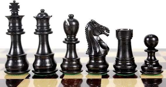 House of Chess - Ebonized/Boxwood Galaxy Staunton Wooden Chess Set Pieces King Height 3" - Triple Weighted