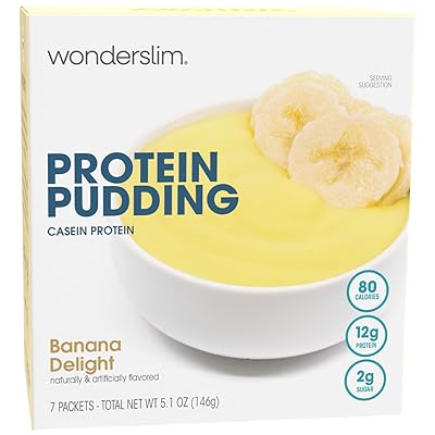 WonderSlim Protein Pudding, Banana Delight, Gluten Free, Low Carb, Low Sugar 7ct