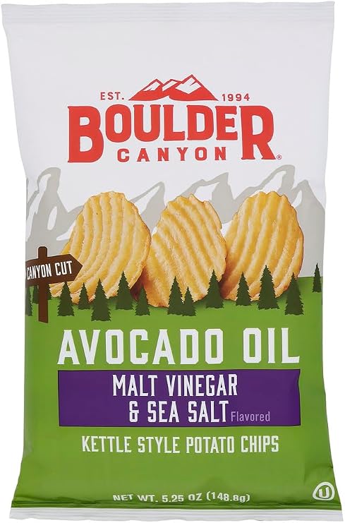 Boulder Canyon Authentic Foods Avocado Oil Canyon Cut? Kettle Cooked Potato Chips Malt Vinegar & Sea Salt - 5.25 oz - 2 pc