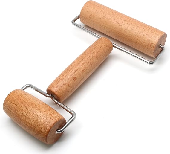 Wooden Rolling Pin, H Square Type | Ergonomic, Non-Stick, Pizza Baker Dough Pastry Roller, For Kitchen Home Cooking Baking