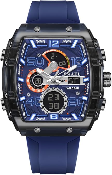 SMAEL 8109 Digital Watch Men Outdoor Sport 5ATM Waterproof LCD Electronic Male Quartz Watches for Men's Chronograph Wristwatch