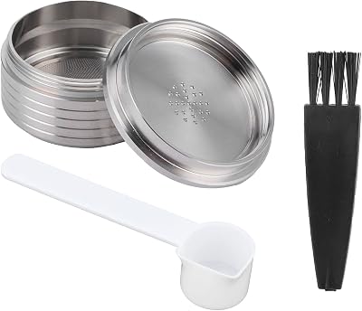 Coffee Filter, Reusable Capsule with Spoon Brush Fit for DELTA Point Stainless Steel Pod Q NDIQ7323 Maker Machine Filters