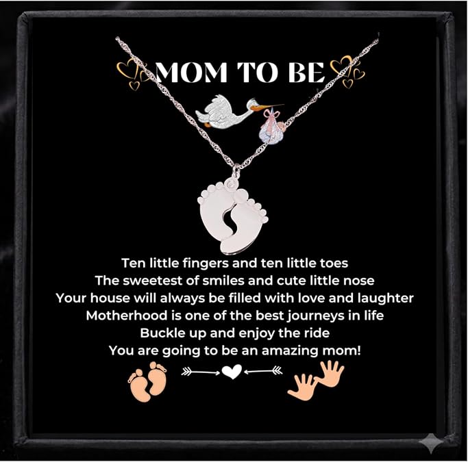 Mom To Be Pregnancy Gift Baby Feet Pendant Necklace for Christmas Birthday