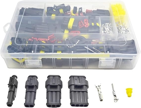 Milkweed Multi-Purpose 305 Pcs Superseal AMP Tyco Waterproof 12V Electrical Wire Connector Sets Kits with Crimp Terminal