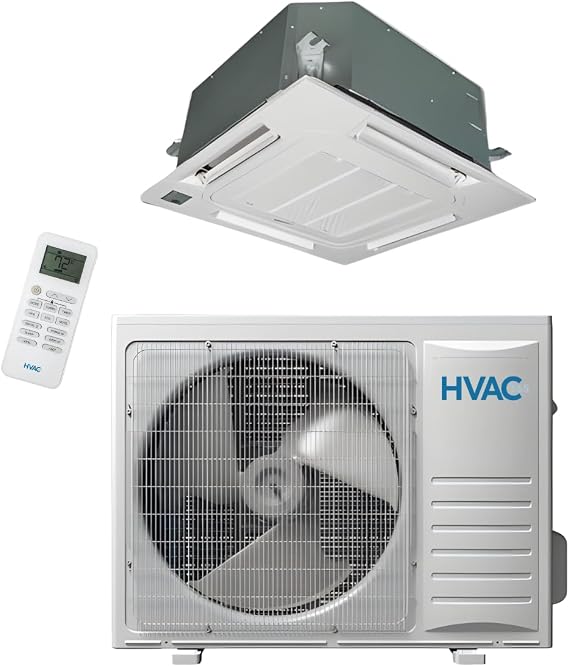 12,000 BTU 21 SEER Helios Plus Series Ceiling Cassette Ductless Mini Split Heat Pump Air Conditioner System R32 Refrigerant | 220V