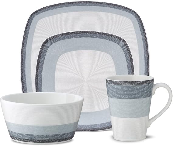 Noritake Colorscapes Layers Ash 4-Piece Square Place Setting, Service for 1