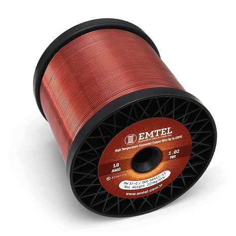 Emtel 18 AWG - 5 lb (1000 feet) 99.9% Pure Copper Wire, Enameled Magnetic Wire for Motor, Transformer, Magnetic Coil, Electroculture Gardening, Winding Magnet Wire - 220C (428F) Thermal Class