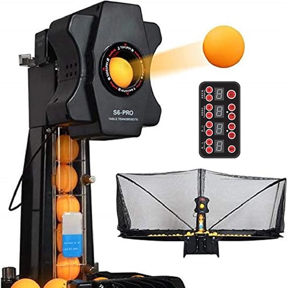 50W S6-PRO Table Tennis Robot with 100pcs Balls, Automatic Ping-Pong Ball Machine Practice Training Recycle Net  
