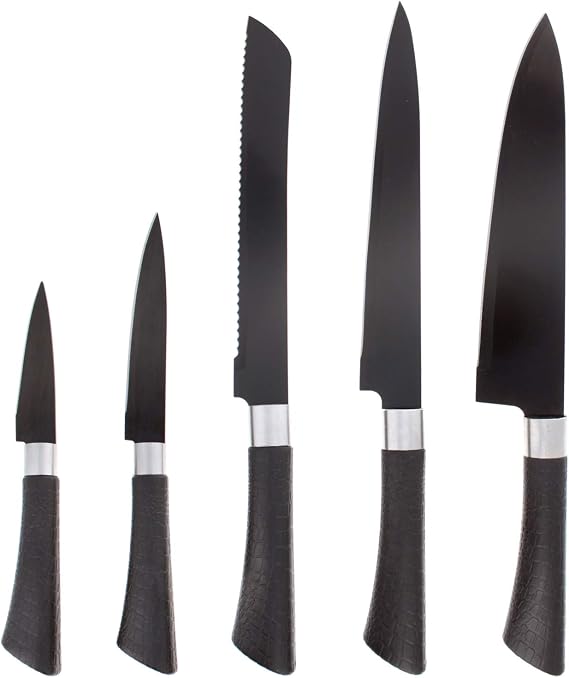 Beille 5 Piece Home Ergonomic Kitchen Knives Set, 5 Knife Essential Bundle