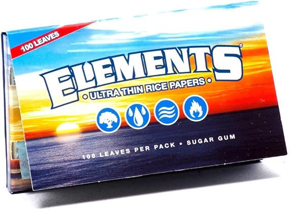 Elements Ultra Thin Rice Rolling Papers 70mm Single Wide Double Pack (1 Pack)