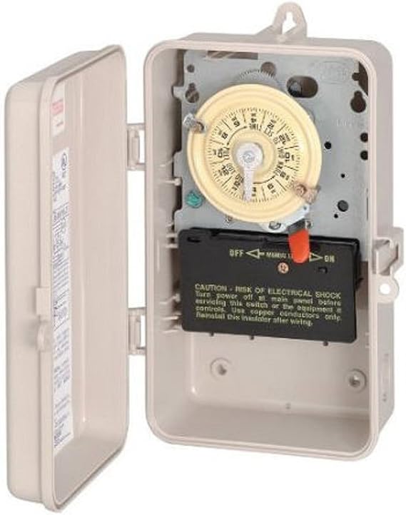 Intermatic T104P3 Mechanical Time Switch, DPST, NEMA 3R Enclosure | One-Hour Interval Control with ON/OFF Trippers in a Rugged NEMA 3R Enclosure for Pumps and Equipment