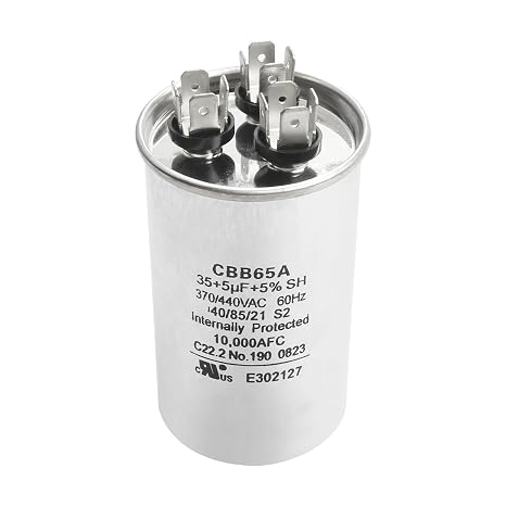 Upgraded 35+5uf Capacitor - TRCFD355 370/440VAC 60Hz Dual Run Circular Start for Titan Pro Motor, AC Motor Run, Condenser Straight, Heat Pump, RV Camper A/C, HVAC Systems