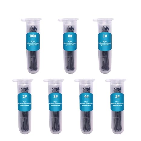 350 Pcs Stainless Steel Insect Pins in 7 Sizes, Specimen Entomology Pins and Butterfly Collections Needle for School Lab Butterfly Collectors with Vials & Labels