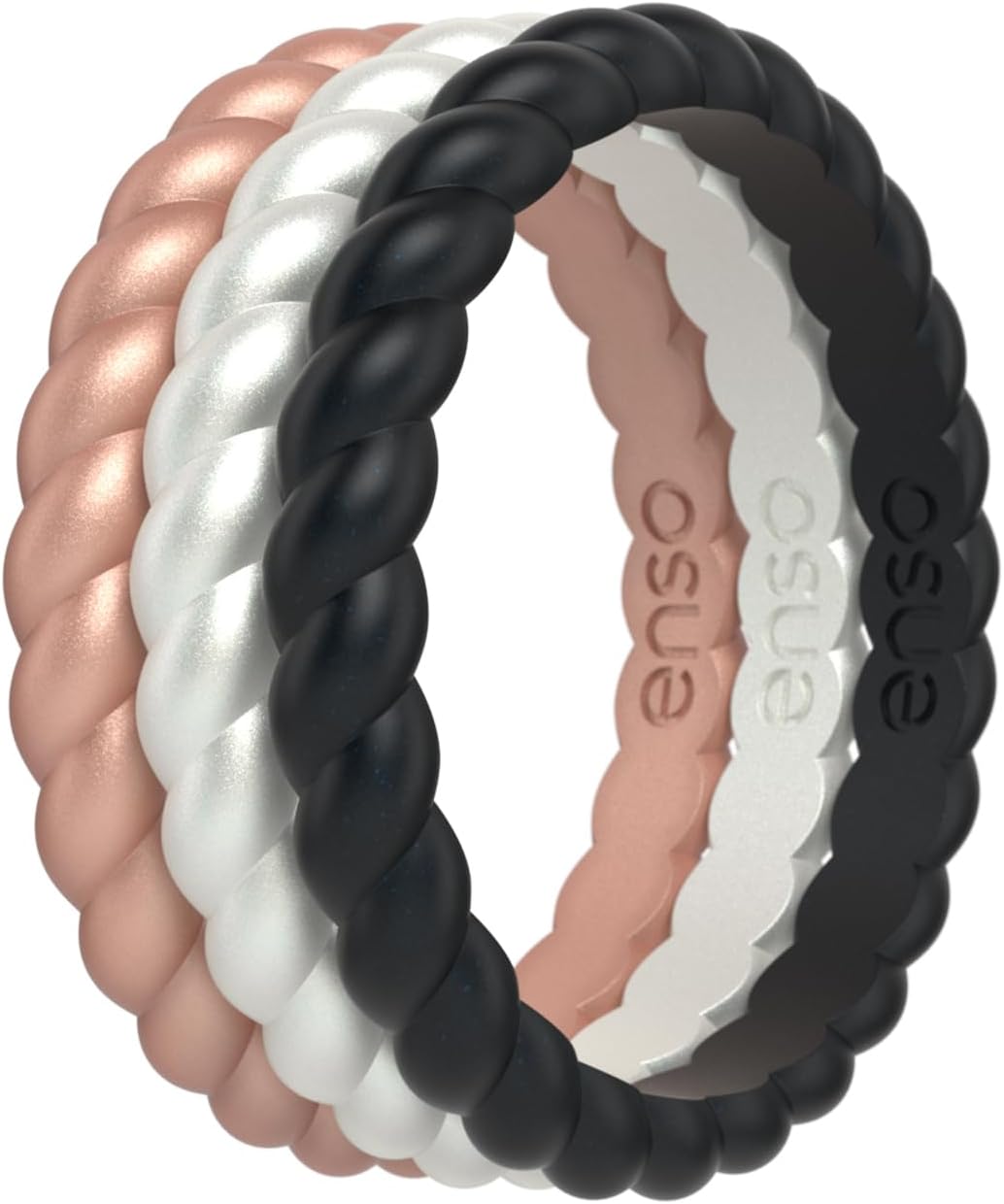 Enso Rings Stackable Braided Silicone Wedding Ring Bundles – Comfortable and Flexible Design - Multi-Packs