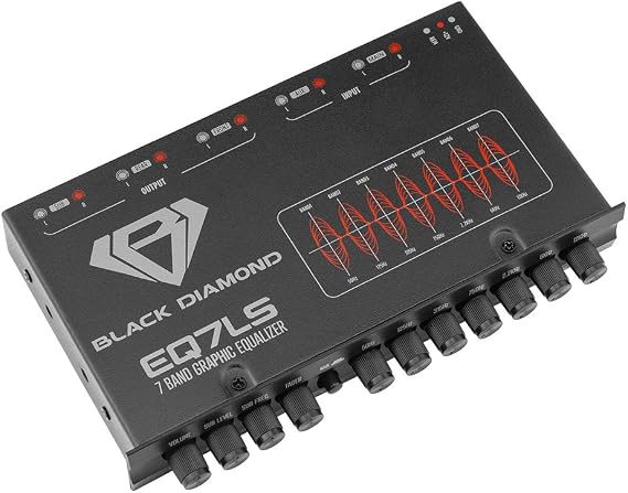 Black Diamond EQ7LS 7-Band Stereo Equalizer/Crossover Pre Amp Equalizer Car Audio EQ with Front Rear + Sub Output