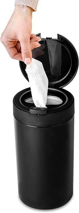 Inevibe Disinfecting Wipes Dispenser - Push Button Decorative Holder for Standard Cleaning Wipes Container, Use in Kitchen Countertop, Bathroom, Classroom (Black)