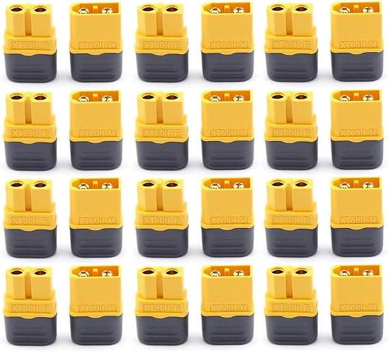 12 Pair XT60H Connectors (XT60 Upgrade), XT60H Male Female Bullet Connectors Power Plugs with Sheath for Lipo Battery RC Planes Cars