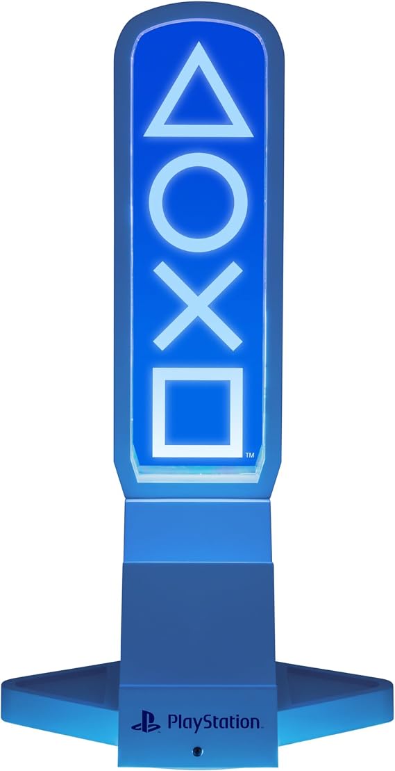 Paladone PlayStation 3-in-1 Headphone Stand and Tech Charging Station with Console Controller Cradle and 2 USB-C Ports, RGB Colour Changing Light Panel, Officially Licensed Gift for Gamers