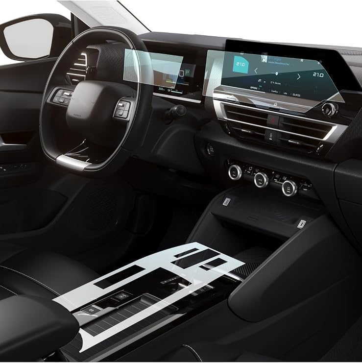 Citroen C4 SUV, C4 X 2021-2025 ile Uyumlu Dijital Gösterge, Navigasyon ve Orta Konsol Koruyucu 3'lü Set