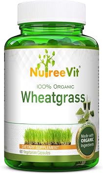 NutreeVit Pure Organic Wheatgrass Superfood Powder 500 mg (60 Capsules)