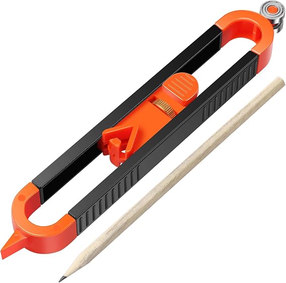 Precise Contour Scribe Tool Adjustable Profile Contour Gauge with Lock Pencil for Woodworking Edge Corner Measuring Profile Duplicator for Construction Carpenter Architects DIY Handymen