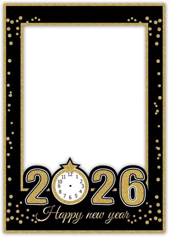 2026 Happy New Year's Eve Party Photo Booth Props Supplies with Photo Frame 2026 Party Props (Pack of 26)