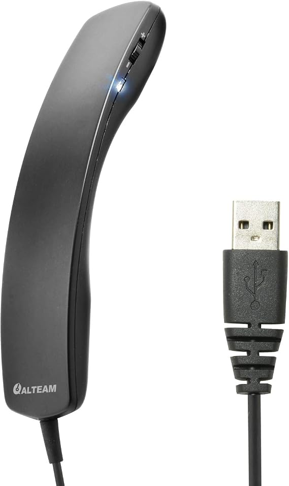 Wired Portable USB Handset Plug and Play with 2M Long Cable for Softphone Lightweight 78g, Retro, Volume Control, Microphone Mute