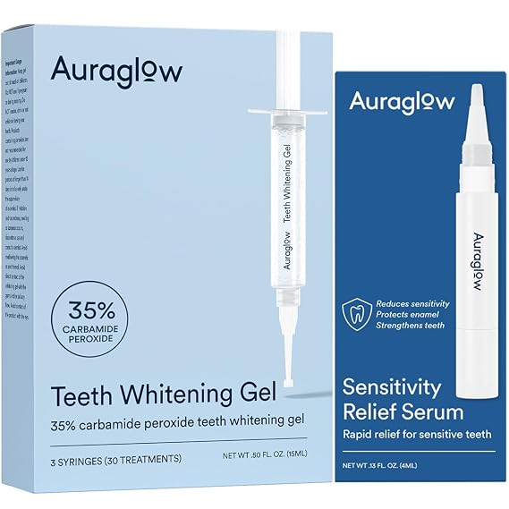 Auraglow 35% Whitening Gel and Sensitivity Relief Serum