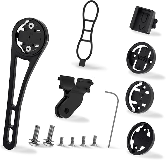 Out Front Mount for Aero Integrated Handlebar - Cycling Computer Mount for Garmin Wahoo Bryton Cateye, Bicycle Light, Sports Action Camera, Aluminium Alloy Bike Mount, Black