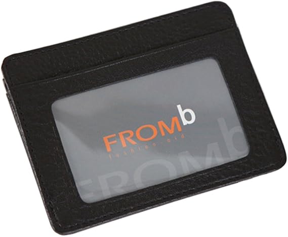 Genuine Leather Cowhide Business Card Holder Name Card Case Slim Card Wallet (Black)
