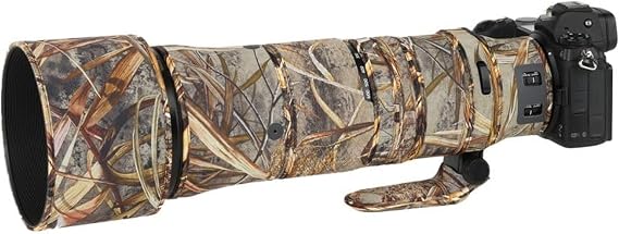 ZZQ&CCF Waterproof Camo Lens Cover for Nikon NIKKOR Z 180-600mm f/5.6-6.3 VR Camouflage Lens Rainproof Protective Cover #Reeds