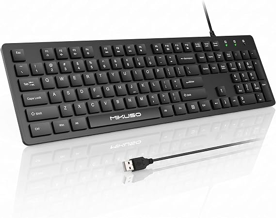 Fade-Proof Letter Wired Keyboard USB Office Keyboard,Not Fade Letter | Computer Keyboard with Numpad,Slim Full-Size Membrane QWERTY Layout,USB-A Plug and Play for PC/Laptop