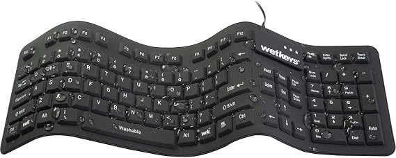 "Soft-Touch Comfort Professional-Grade Full-Size Flexible Silicone Washable Keyboard (USB) (PS/2) (Black) | KBWKFC106-BK